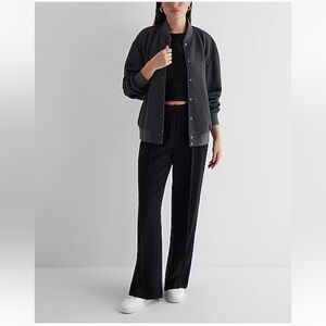 Express High Waisted Seamed Pull On Wide Leg Pant – Black, Size Medium